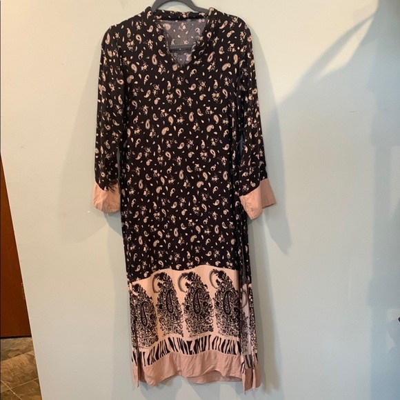 Kurta *damaged* Black and Tan Patterned Women’s Approx. Medium - Picture 1 of 7